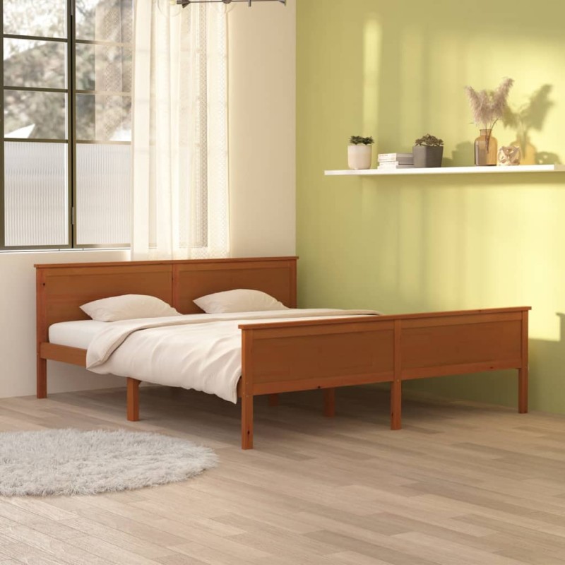 vidaXL Estructura de cama madera maciza pino marrón miel 180x200 cm vidaXL Estructura de cama madera maciza pino marrón miel 180x200 cm
