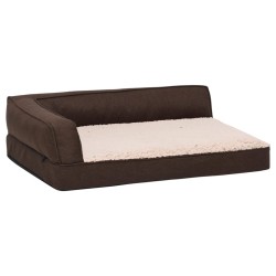 vidaXL Colchón de cama de perro ergonómico aspecto lino marrón 60x42cm