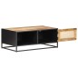 vidaXL Mesa de centro madera de mango rugosa y caña natural 90x50x35cm