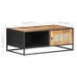 vidaXL Mesa de centro madera de mango rugosa y caña natural 90x50x35cm