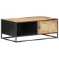 vidaXL Mesa de centro madera de mango rugosa y caña natural 90x50x35cm
