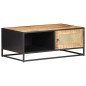 vidaXL Mesa de centro madera de mango rugosa y caña natural 90x50x35cm