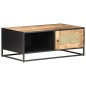 vidaXL Mesa de centro madera de mango rugosa y caña natural 90x50x35cm