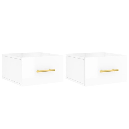 vidaXL Mesitas de noche de pared 2 uds blanco brillo 35x35x20 cm