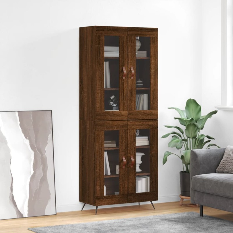 vidaXL Aparador alto madera contrachapada marrón roble 69,5x34x180 cm vidaXL Aparador alto madera contrachapada marrón roble 69,5x34x180 cm