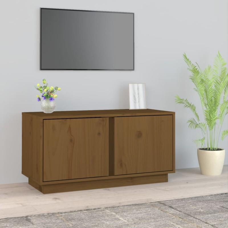 vidaXL Mueble de TV madera maciza de pino marrón miel 80x35x40,5 cm