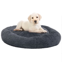 vidaXL Cojín lavable para perros y gatos felpa gris oscuro 70x70x15 cm