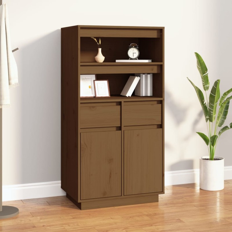 vidaXL Aparador alto madera maciza de pino marrón miel 60x40x116,5 cm vidaXL Aparador alto madera maciza de pino marrón miel 60x40x116,5 cm