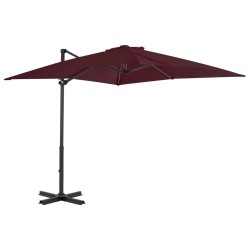 vidaXL Sombrilla voladiza con palo de aluminio rojo burdeos 250x250 cm