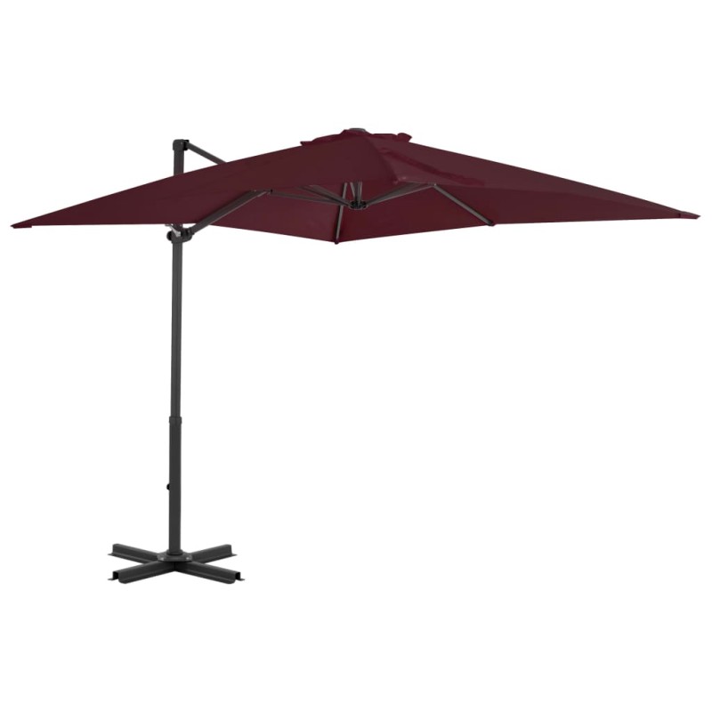 vidaXL Sombrilla voladiza con palo de aluminio rojo burdeos 250x250 cm vidaXL Sombrilla voladiza con palo de aluminio rojo burdeos 250x250 cm