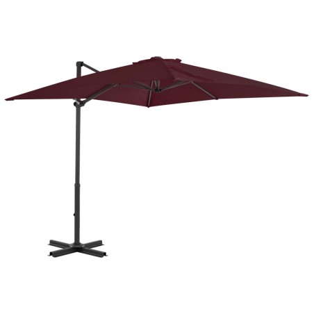 vidaXL Sombrilla voladiza con palo de aluminio rojo burdeos 250x250 cm