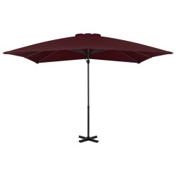 vidaXL Sombrilla voladiza con palo de aluminio rojo burdeos 250x250 cm
