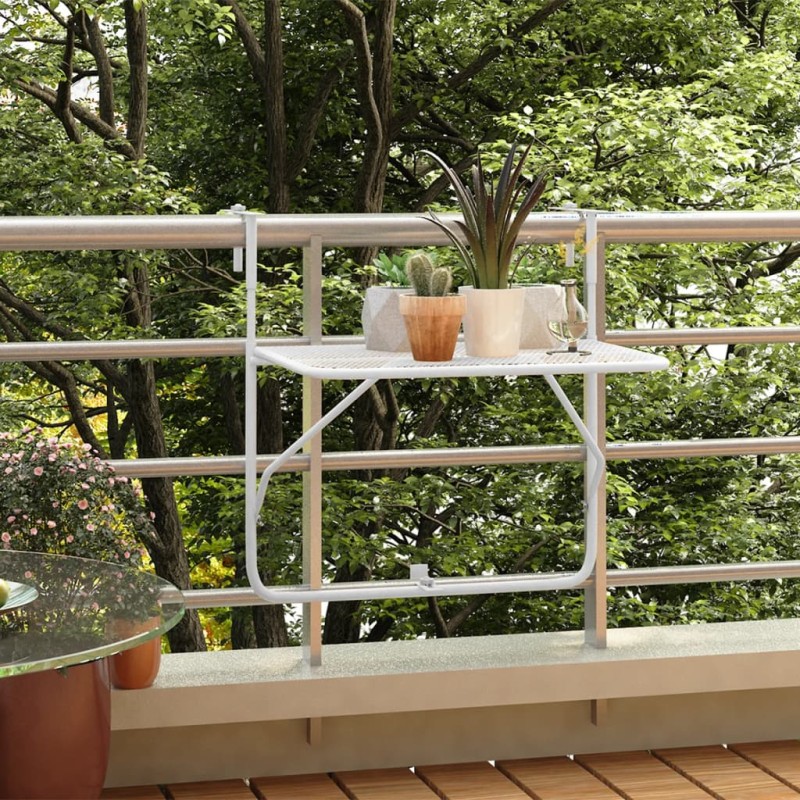 vidaXL Mesa de balcón acero blanca 60x40 cm vidaXL Mesa de balcón acero blanca 60x40 cm