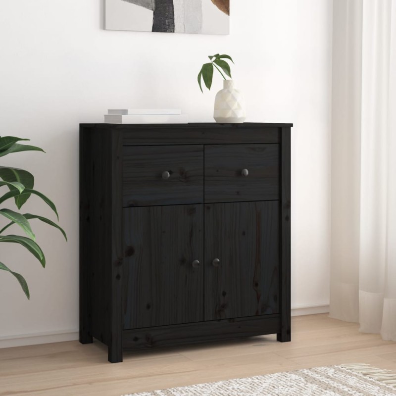 vidaXL Aparador de madera maciza de pino negro 70x35x80 cm vidaXL Aparador de madera maciza de pino negro 70x35x80 cm