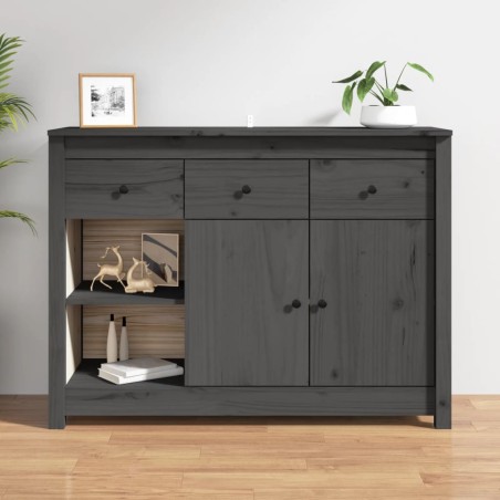 vidaXL Aparador de madera maciza de pino gris 100x35x74 cm