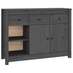 vidaXL Aparador de madera maciza de pino gris 100x35x74 cm