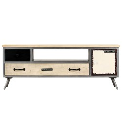 vidaXL Mueble para TV de madera de mango maciza y acero 120x30x45 cm