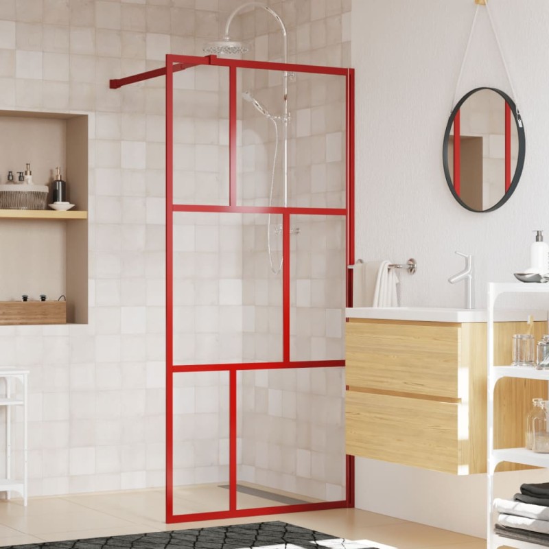 vidaXL Mampara puerta de ducha vidrio transparente ESG rojo 90x195 cm vidaXL Mampara puerta de ducha vidrio transparente ESG rojo 90x195 cm