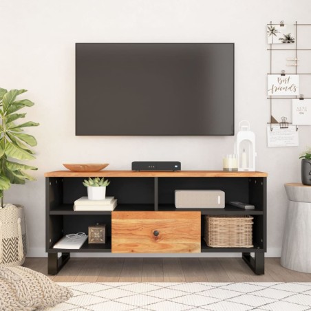 vidaXL Mueble de TV madera acacia y madera contrachapada 100x33x46 cm