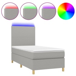 vidaXL Cama box spring colchón y luces LED tela gris claro 80x200 cm