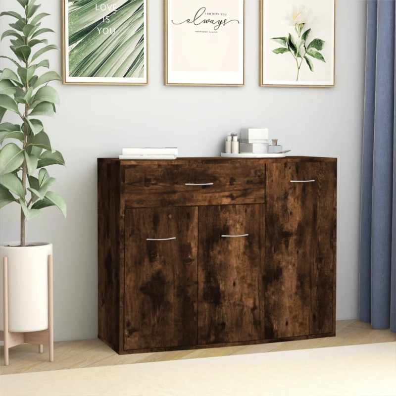 vidaXL Aparador madera contrachapada color roble ahumado 88x30x70 cm
