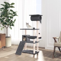 vidaXL Rascador para gatos con postes de sisal gris oscuro 131 cm