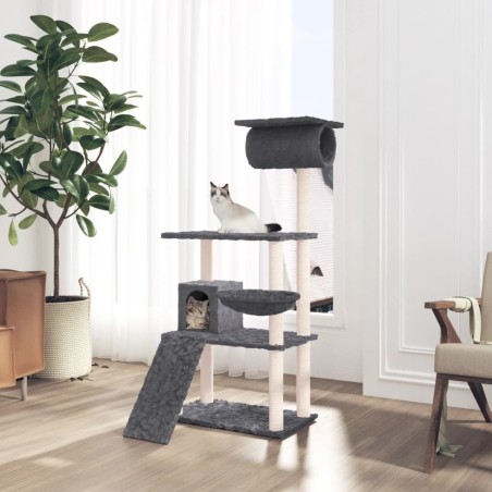 vidaXL Rascador para gatos con postes de sisal gris oscuro 131 cm