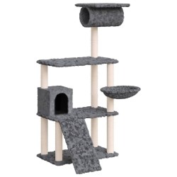 vidaXL Rascador para gatos con postes de sisal gris oscuro 131 cm