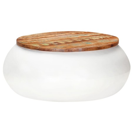 vidaXL Mesa de centro madera maciza reciclada blanca 68x68x30 cm