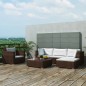 vidaXL Set muebles de jardín 6 piezas y cojines ratán sintético marrón vidaXL Set muebles de jardín 6 piezas y cojines ratán sintético marrón