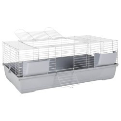 vidaXL Jaula de animales pequeños polipropileno metal gris 118x59x46cm