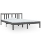 vidaXL Estructura de cama de madera maciza gris 140x190 cm