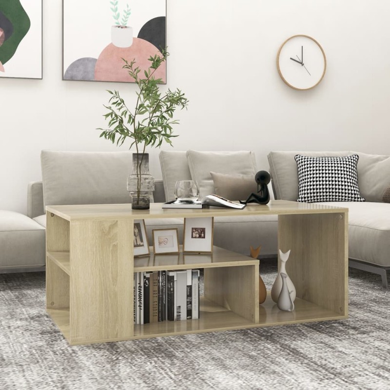 vidaXL Mesa de centro madera contrachapada roble Sonoma 100x50x40 cm vidaXL Mesa de centro madera contrachapada roble Sonoma 100x50x40 cm