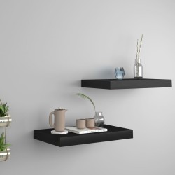 vidaXL Estantes flotantes de pared 2 uds MDF negro 40x23x3,8 cm