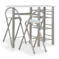 vidaXL Mesa y taburetes de cocina y estantes de madera y acero blanco vidaXL Mesa y taburetes de cocina y estantes de madera y acero blanco