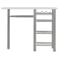 vidaXL Mesa y taburetes de cocina y estantes de madera y acero blanco vidaXL Mesa y taburetes de cocina y estantes de madera y acero blanco