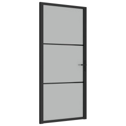 vidaXL Puerta interior de vidrio y aluminio negro mate 93x201,5 cm