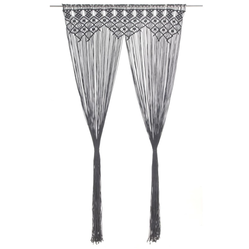 vidaXL Cortina de macramé algodón gris antracita 140x240 cm vidaXL Cortina de macramé algodón gris antracita 140x240 cm