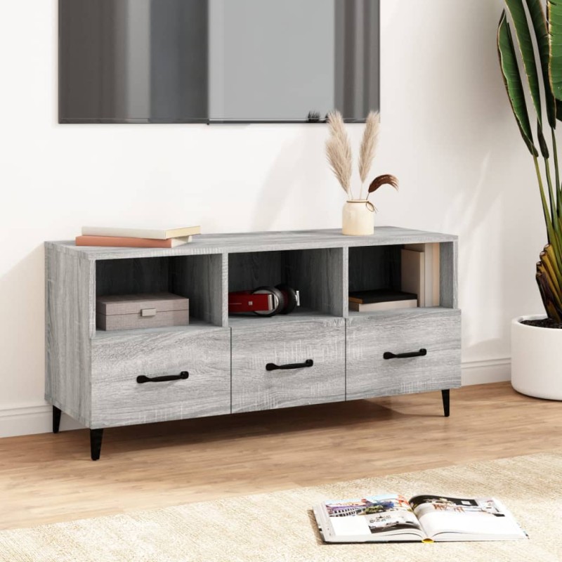 vidaXL Mueble de TV madera contrachapada gris Sonoma 102x35x50 cm