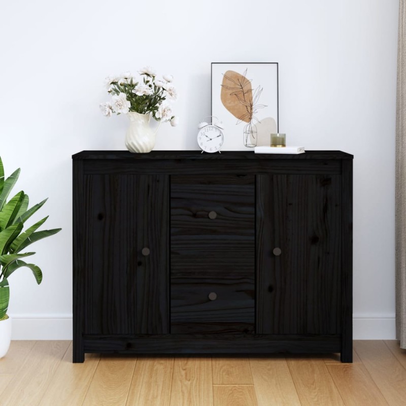 vidaXL Aparador de madera maciza de pino negro 100x35x74 cm vidaXL Aparador de madera maciza de pino negro 100x35x74 cm