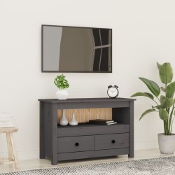 vidaXL Mueble de TV de madera maciza de pino gris 79x35x52 cm