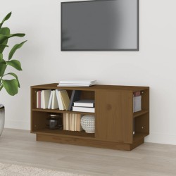 vidaXL Mueble de TV madera maciza de pino marrón miel 80x35x40,5 cm
