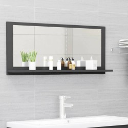 vidaXL Espejo de baño madera contrachapada gris 90 x 10,5 x 37 cm