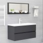 vidaXL Espejo de baño madera contrachapada gris 90 x 10,5 x 37 cm vidaXL Espejo de baño madera contrachapada gris 90 x 10,5 x 37 cm