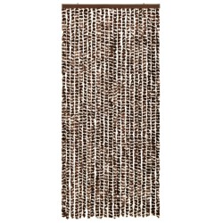 vidaXL Cortina mosquitera chenilla marrón y blanco 90x220 cm 