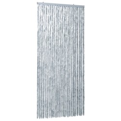 vidaXL Cortina mosquitera de chenilla blanca y gris 100x220 cm 