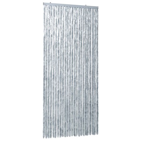 vidaXL Cortina mosquitera de chenilla blanca y gris 100x220 cm 