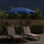 vidaXL Sombrilla de jardín con luces LED palo acero azul celeste 300cm vidaXL Sombrilla de jardín con luces LED palo acero azul celeste 300cm