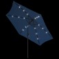 vidaXL Sombrilla de jardín con luces LED palo acero azul celeste 300cm vidaXL Sombrilla de jardín con luces LED palo acero azul celeste 300cm