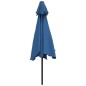 vidaXL Sombrilla de jardín con luces LED palo acero azul celeste 300cm vidaXL Sombrilla de jardín con luces LED palo acero azul celeste 300cm